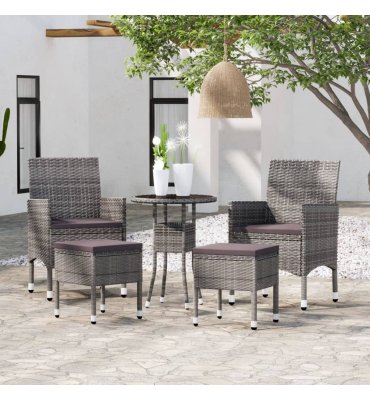 Juego de muebles de jardín 5 piezas ratán sintético