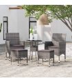 Juego de muebles de jardín 5 piezas ratán sintético gris