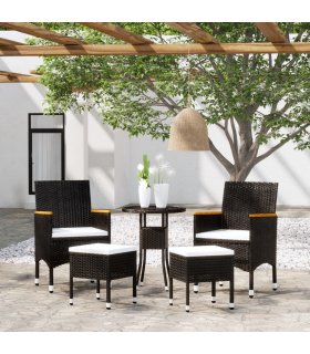 Juego de muebles de jardín 5 piezas ratán sintético