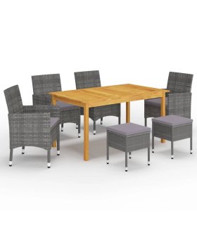 Juego de comedor de jardín 7 piezas gris - Elegancia al aire libre