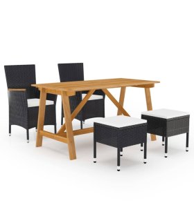 Juego de comedor jardín 5 piezas negro - elegante y durable