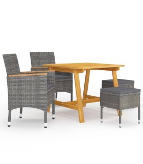 Juego de comedor de jardín de 5 piezas gris - elegante