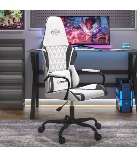 Silla gaming cuero sintético blanco y negro
