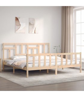 Estructura de cama sin colchón madera maciza de pino 200x200 cm