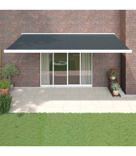 Toldo retráctil aluminio y tela gris antracita 5x3 m