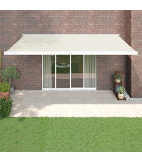 Toldo retráctil aluminio y tela color crema 5x3 m