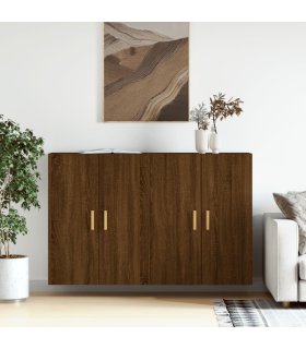 Armarios de pared 2 uds madera de ingeniería marrón roble