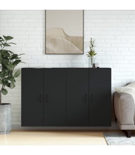 Armarios de pared 2 uds madera de ingeniería negro