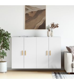 Armarios de pared 2 uds madera de ingeniería blanco brillante