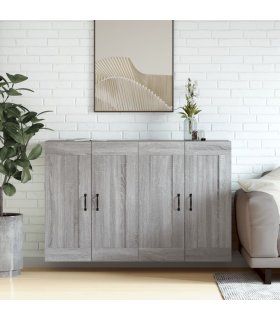 Armarios de pared 2 uds madera de ingeniería gris Sonoma