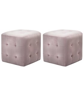 Puf 2 unidades terciopelo rosa 30x30x30 cm