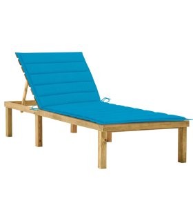 Tumbona con cojín azul madera de pino impregnada