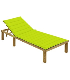 Tumbona con cojín verde brillante madera de pino impregnada