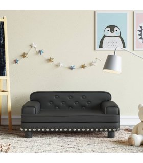 Sofá para niños de cuero sintético negro 70x45x30 cm