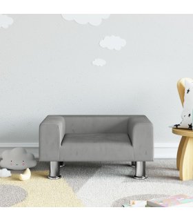 Sofá para niños de terciopelo gris claro 50x40x26,5 cm