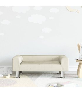 Sofá para niños de terciopelo crema 70x45x26,5 cm