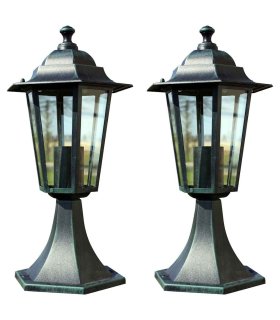 Lámpara de jardín 2 uds aluminio verde oscuro/negro