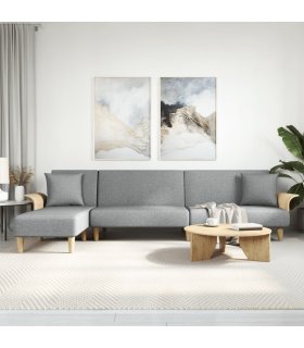 Sofá cama en forma de L tela gris claro 279x140x70 cm