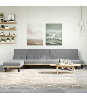 Sofá cama en forma de L tela gris claro 255x140x70 cm