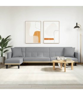Sofá cama en forma de L tela gris claro 275x140x70 cm