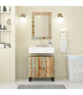 Conjunto de muebles de baño 2 piezas madera maciza reciclada