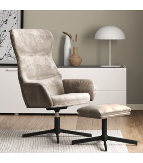 Sillón de relax con reposapiés terciopelo gris claro