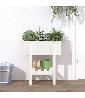 Jardinera madera maciza de pino blanco 62x30x69 cm