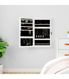 Espejo con joyero y luces LED para pared blanco