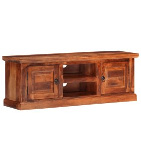 Mueble de TV con puertas madera maciza de acacia 112x30x40 cm