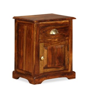 Mesita de noche de madera maciza de sheesham 40x30x50 cm