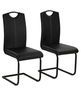 Sillas de comedor voladizas 2 unidades cuero sintético negro