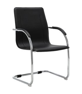 Silla de oficina voladiza de cuero sintético negra