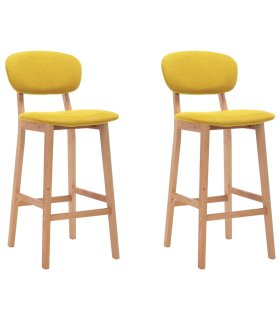 Taburetes de cocina 2 unidades tela amarillo mostaza