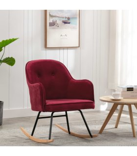Silla mecedora de terciopelo rojo vino tinto