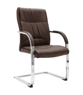 Silla de oficina voladiza de cuero sintético marrón