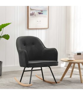 Silla mecedora de terciopelo gris oscuro