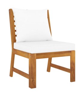 Sofá seccional central con cojín crema madera maciza acacia
