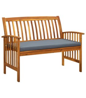 Banco de jardín con cojines 119 cm madera maciza de acacia