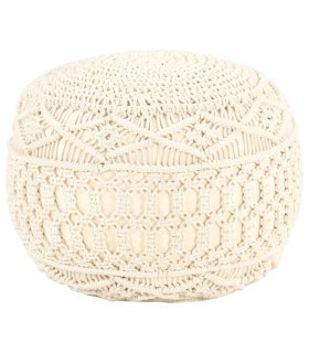 Puf de macramé hecho a mano algodón 45x30 cm