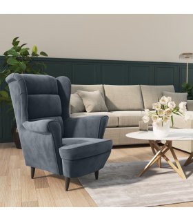 Sillón de terciopelo gris oscuro