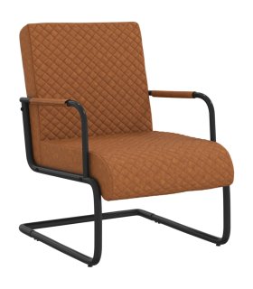 Silla voladiza cuero sintético marrón mate