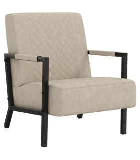 Sillón de cuero sintético gris claro