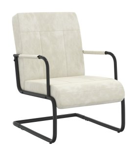 Silla voladiza de terciopelo blanco crema