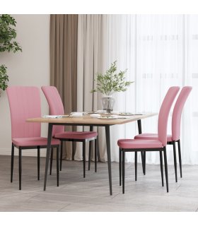 Sillas de comedor 4 unidades terciopelo rosa