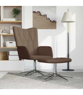 Sillón de relax con reposapiés tela marrón
