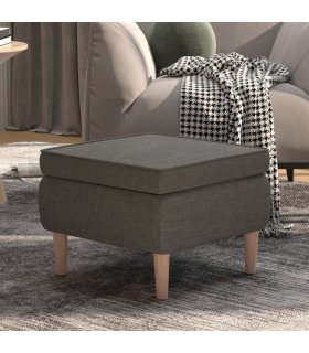 Taburete con patas de madera tapizado tejido gris oscuro