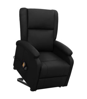 Sillón de masaje elevable cuero sintético negro