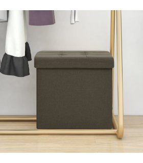 Taburete plegable con almacenaje marrón oscuro