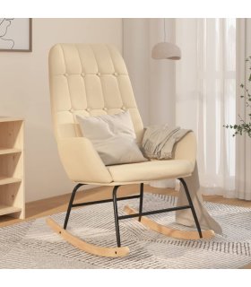 Silla Mecedora de Tela Color Crema - Muebles