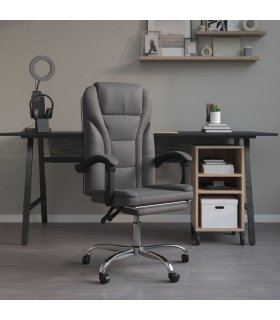 Silla de oficina reclinable cuero sintético gris